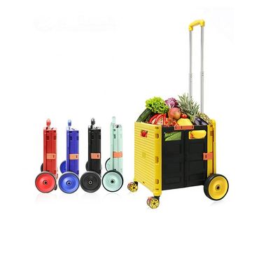 qualità  Market Shopping Cart Lightweight Folding Plastic Portable Grocery Cart Trailer Hand Cart fabbrica